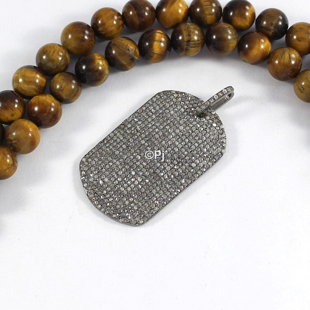 Pave Diamond Dog Tag Pendant Designer Dog Tag Diamond Pendant Etsy