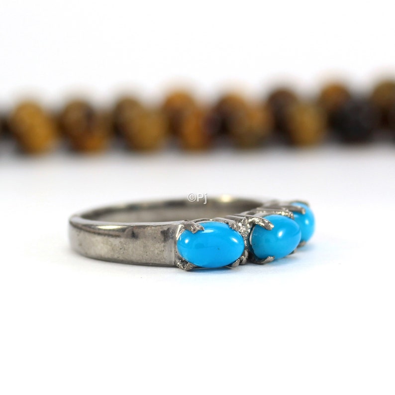 Sleeping Beauty Turquoise Ring Vintage Antique Style Jewelry Birthstone Jewelry Turquoise Band Diamond Ring Turquoise /& Diamond Ring