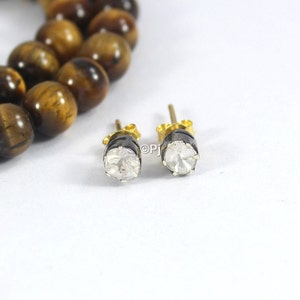 Polki Diamond Stud Earrings: Victorian Sterling Silver Minimalist Jewelry