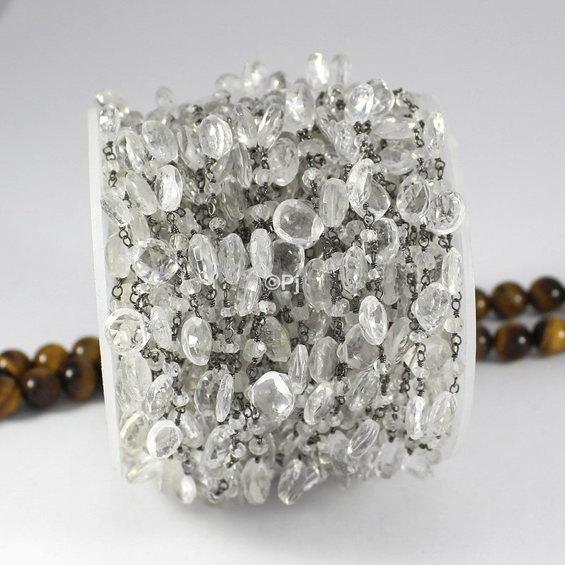 Crystal Rosary Beaded Chains Crystal Faceted Beads in 925 Etsy