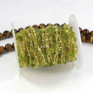 Peridot Briolette Kralen Rozenkrans, Peridot Kralen Rozenkrans, 3-4 mm Kralen Rozenkrans, 925 sterlingzilver, Handgemaakte Rozenkrans, Gratis verzending.
