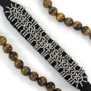 Single Cut Diamond Black Thread Macramé Bracelet: Sterling Silver Jewelry