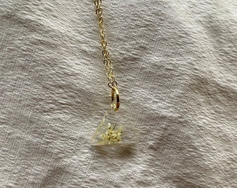 Dainty triangle Queen Annes Lace necklace