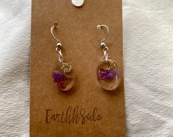 Purple loosestrife and Queen Annes Lace earrings