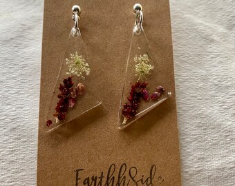 Queen Anne’s Lace + Pink Ladies Thumb earrings