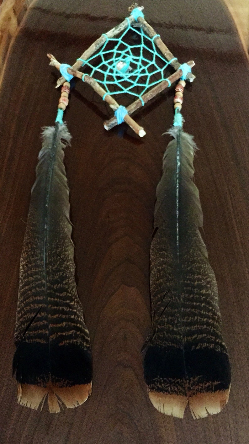 Teal Dream Catcher Authentic Dream Catcher Real Wood Dream Etsy