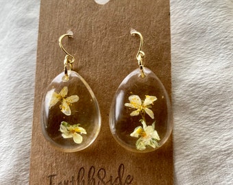 Plum tree blossom and Viola earrings