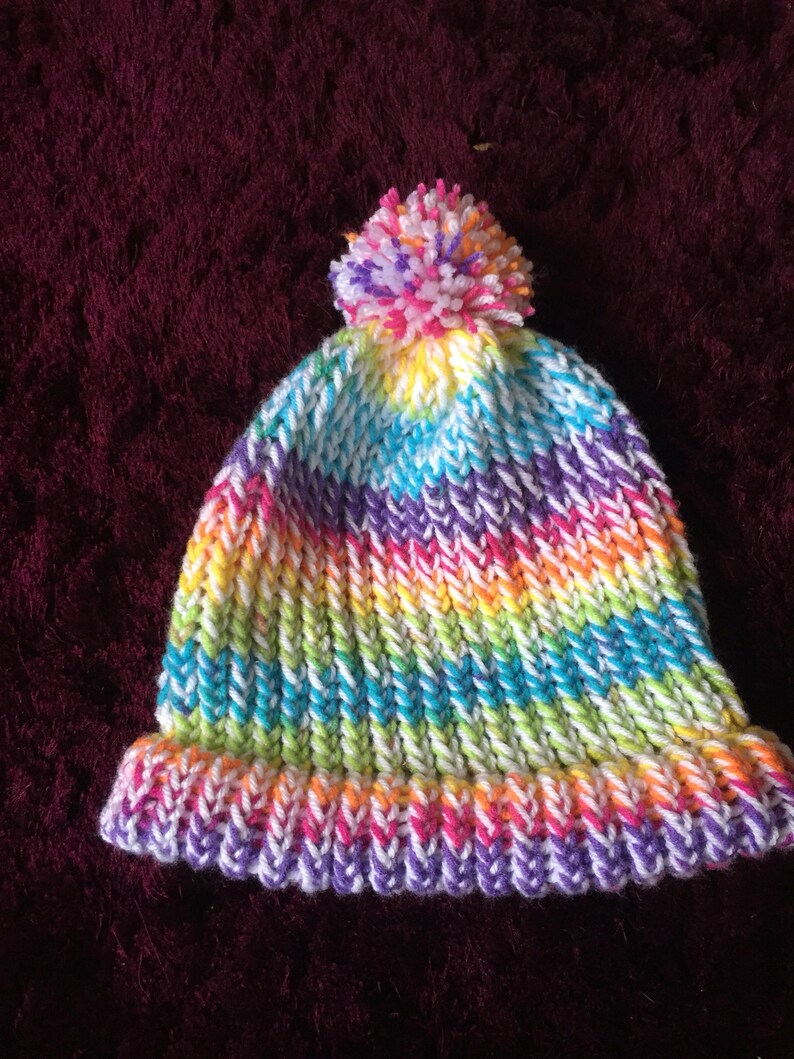 Rainbow Unicorn Bobble Beanie Hat Etsy