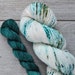 Glacial - Hand Dyed Yarn - Superwash Merino - Nylon - Hand Painted - Speckles of Green and Blue