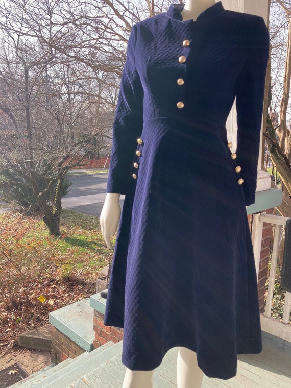 Navy Velvet Quilted Dress