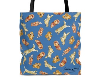 Golden Retriever Tote Bag -Dark Blue, Dog Mom Christmas Gift, Canvas Tote Bag, Eco Friendly Gifts, Dog Lover, Shopping Bag, Animal Tote Bag