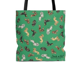 Sacola Dachshund - Verde, Bolsa para Amante de Dachshund, Presente para Proprietário de Dachshund, Sacola Doxie, Mãe Dachshund, Teckel Dachshund, Bolsa para Cachorro Wiener