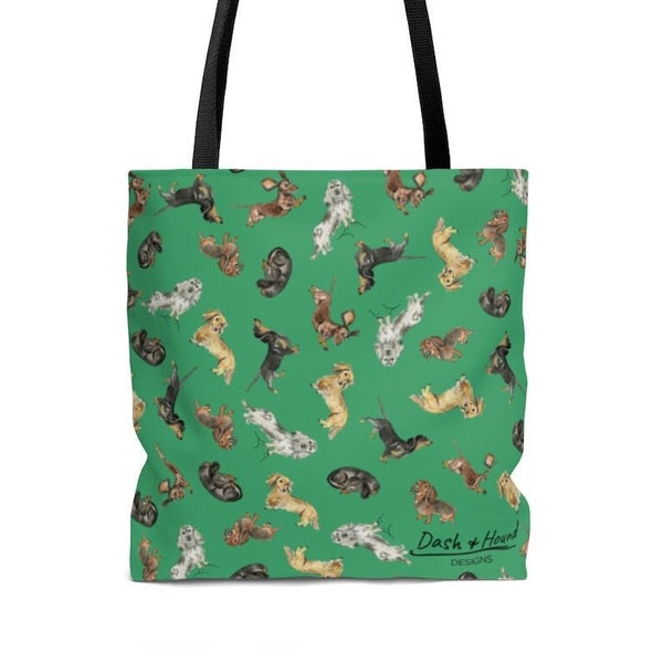 Dachshund Tote Bag - Green,Dachshund Lover Bag, Dachshund Owner Gift, Doxie Tote Bag, Dachshund Mom, Dachshund Teckel, Wiener Dog Bag