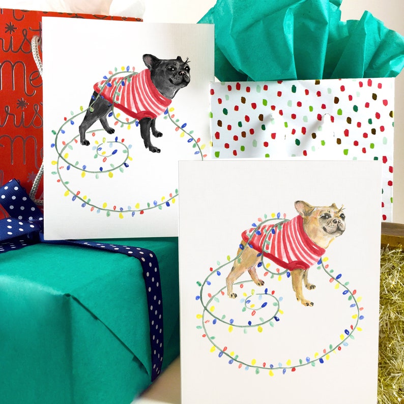 French Bulldog Christmas Card Pack Dog Mom Watercolor Dog Etsy