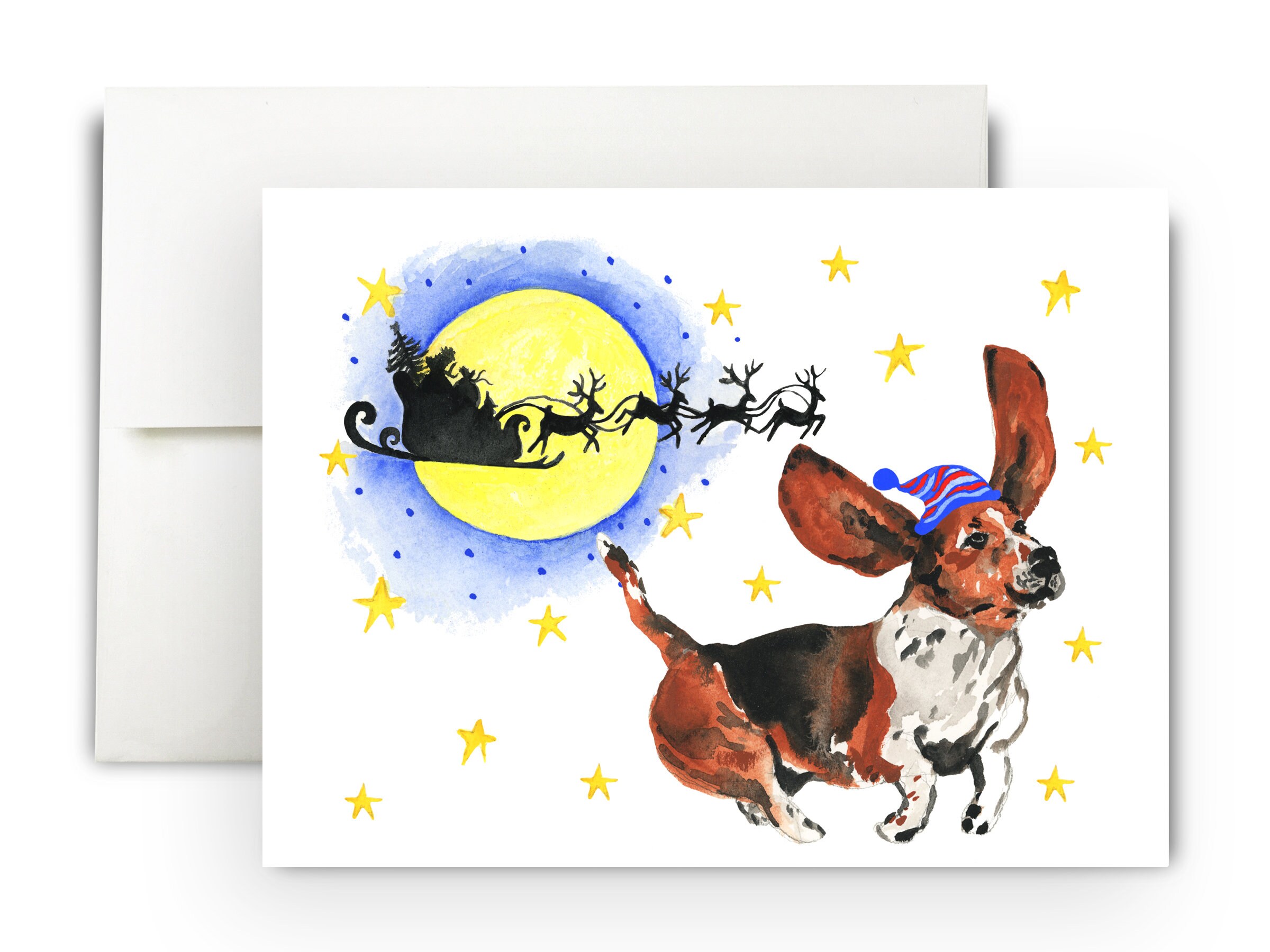 Basset Hound Christmas Card / Printable Holiday Card / Digital - Etsy