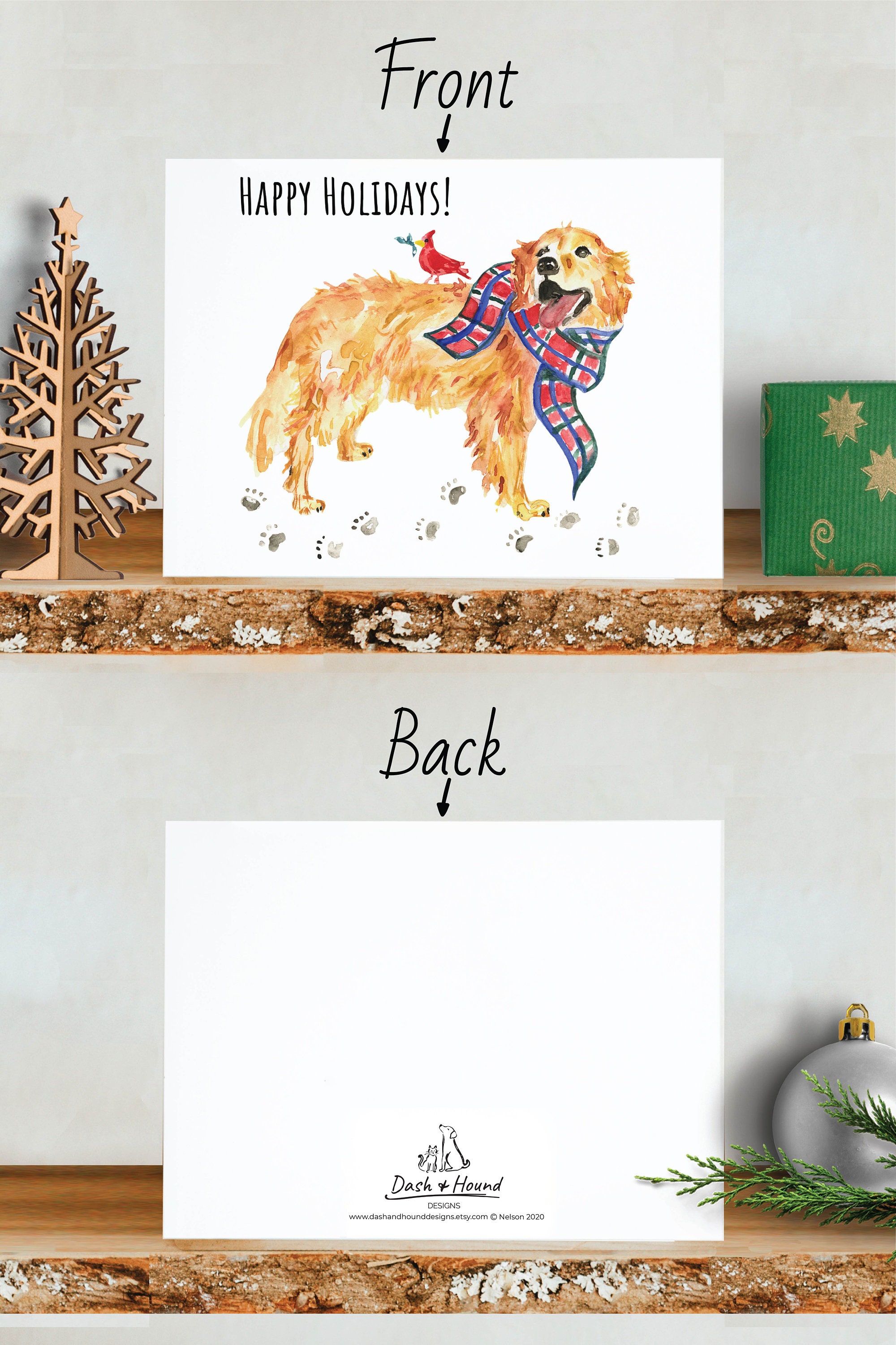 Golden Retriever Holiday Card, Printable Holiday Card, Dog Lover Card ...