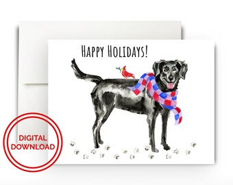 Digital Download Labrador Retriever Cards,Printable Lab Christmas Cards, Labrador Christmas Cards, Lab Cards, Dog Cards, Dog Christmas Cards