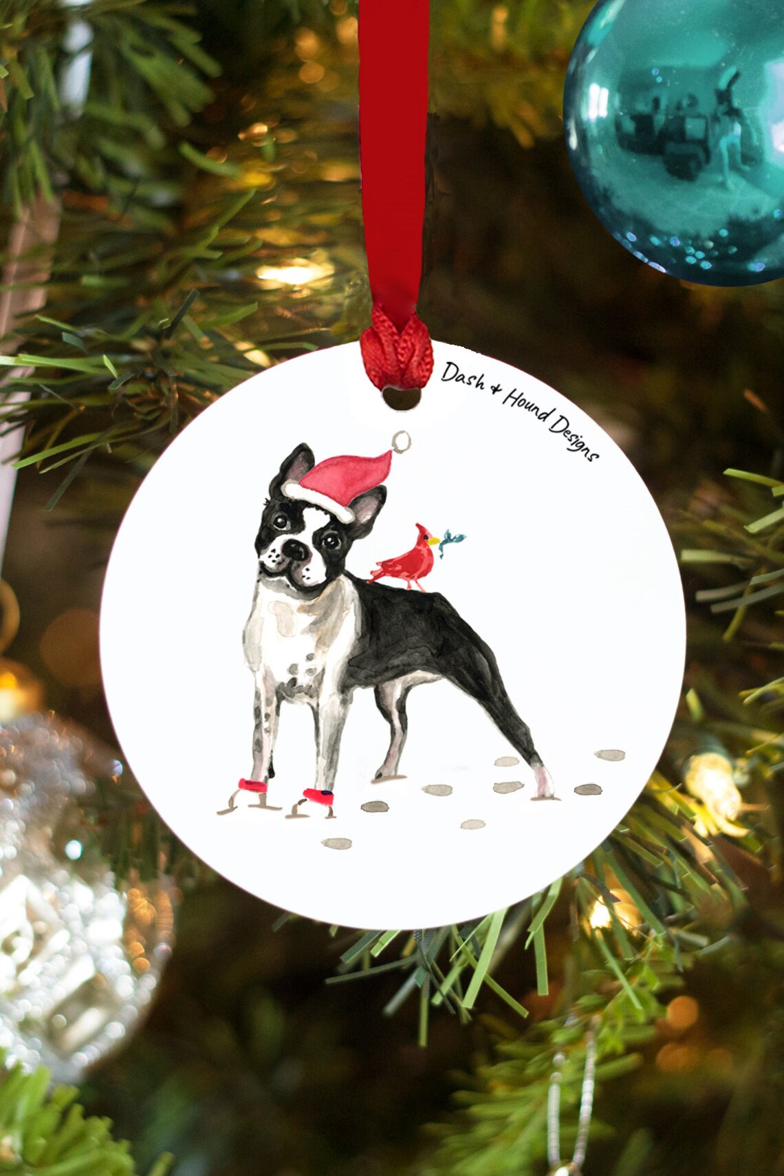 Boston Terrier Ornament Personalized Christmas Ornament Dog Etsy
