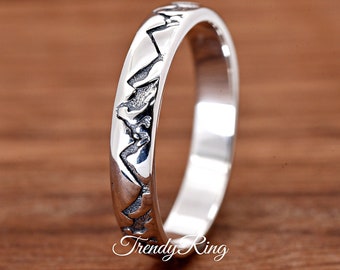 All in Stock - Sterling Silver Decorated Mountains Ring Size 10