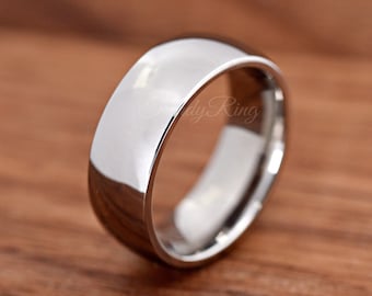 High Polished 7mm Classic Dome Titanium Ring / Titanium Wedding Band / Minimalist Lightweight Mens Womens Anniversary Ring / Laser Engrave