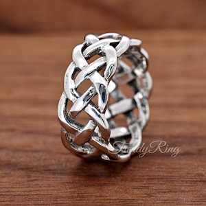 Sterling Silver 9mm Celtic Braid Knot Eternity Ring Band / Irish Engagement Ring / Simple Celtic Knot Promise Anniversary Wedding Band