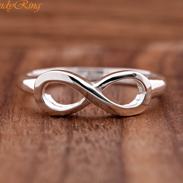 Solid 925 Sterling Silver Infinity Ring, Womens Promise Ring, Ring for Her, Ring for Wife Girlfriend, Girls Infinity Ring, Simple Ring
