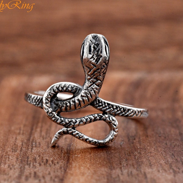 Coiled Snake Oxidized Silver Ring / Solid 925 Sterling Silver Snake Ring / Animal Theme / Snake Ring Silver