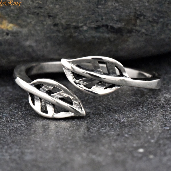 Toe Ring | Leaf Ends Silver Toe Ring | Solid 925 Sterling Silver Toe Adjustable Ring | Summer Body Jewelry