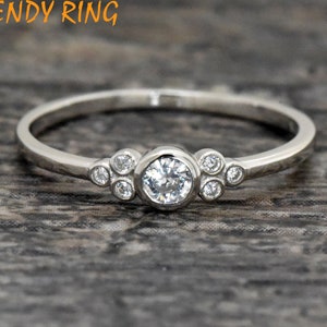 Three Bezel Set CZ Wedding Ring | Womens Engagement Ring | Trio CZ Womens Promise Ring | Ring for Her | 925 Sterling Silver Anniversary Ring