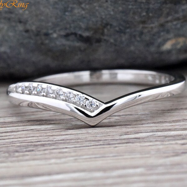 Sterling Silver Wishbone Ring, Anello impilabile da donna
