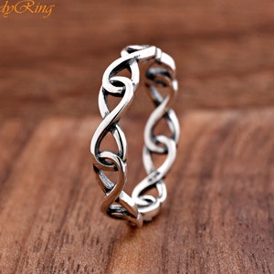 Infinity Loop Full Eternity Band Solid 925 Sterling Silver, Womens Infinity Eternity Ring, Infinity Promise Ring, Simple Ring