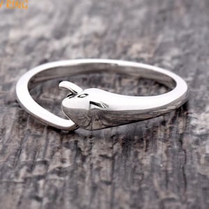 Minimalist Silver Snake Biting Tail Ring, Solid 925 Sterling Silver Ouroboros Biting Tail Snake Ring, Infinity Cycle of Birth and Death Ring