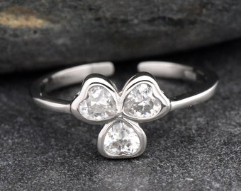 Toe Ring | Shamrock Silver Toe Ring | Solid 925 Sterling Silver Toe Adjustable Ring | Body Jewelry | Irish Christian Holy Trinity Symbol