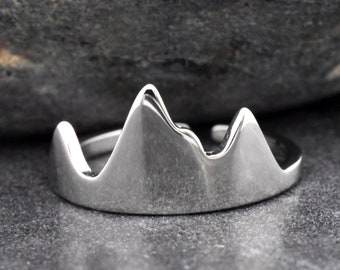 Toe Ring | High Polished Mountains Silver Toe Ring | Solid 925 Sterling Silver Toe Adjustable Ring | Body Jewelry | Mountain Range Toe Ring