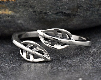 Toe Ring | Leaf Ends Silver Toe Ring | Solid 925 Sterling Silver Toe Adjustable Ring | Summer Body Jewelry
