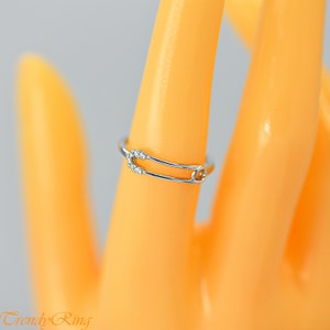 Minimalist 925 Sterling Silver Safety Pin Cubic Zirconia Ring Size 5-10