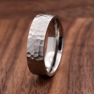 6mm Hammered Wedding Band, Mens Womens Titanium Wedding Ring, Mens Wedding Band, Womens Wedding Ring, Personalized Engrave Promise Ring Mens
