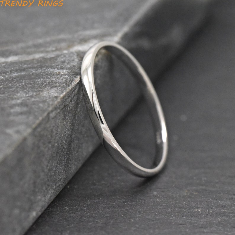 10k Solid Rose Gold Women Wedding Ring Engagement Band Simple Minimalist 2mm Thin Stackable Promise Ring for Her Anniversary Gift Ideas