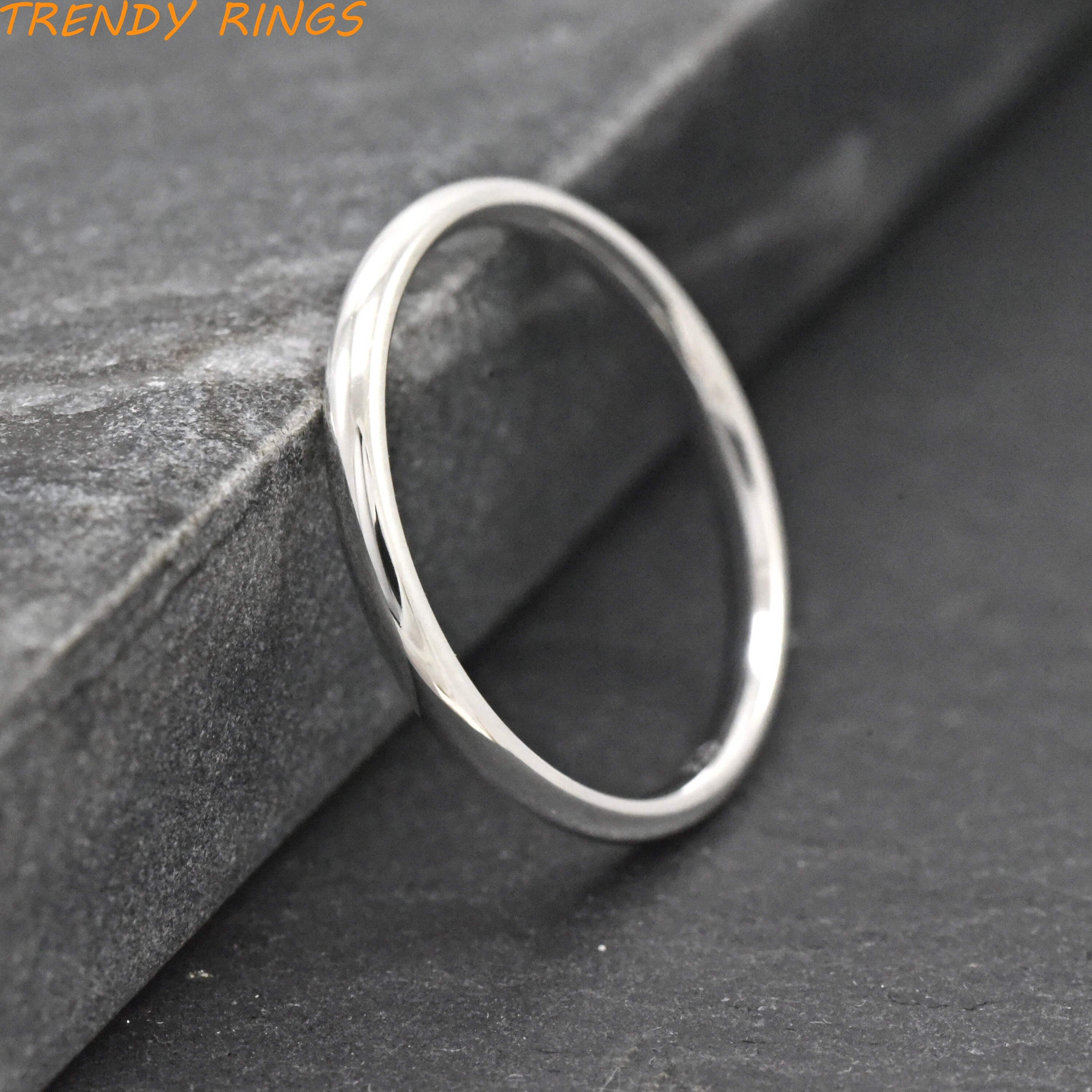 Womens Thin Wedding Band, Womens 2mm Wedding Band, Solid Sterling Silver Dome Comfort Fit Band, Promise Ring for Her, Stacking Simple Ring
