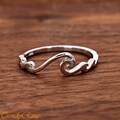 Minimalist High Polished Sterling Silver High Low Multiple Ocean Waves Nautical Summer Beach Jewelry Girls Womens Ring Size 3-12
