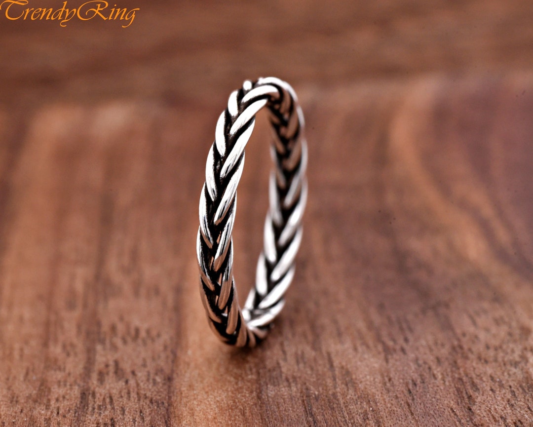 Rope Weave Twisted Braid Knot Eternity Ring Solid 925 Sterling Silver ...