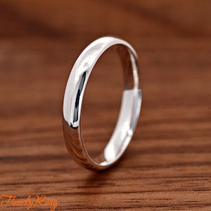 3mm Width Minimalist High Polished Simple Plain Silver Ring Band / Stackable Engagement Promise Anniversary Ring / Silver Wedding Band
