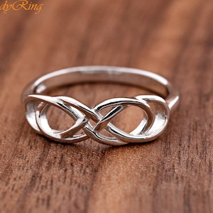 Minimalist Infinity Knot Silver Promise Ring, Solid 925 Sterling Silver Celtic Infinity Knot Engagement Ring, Three Infinity Knot Ring