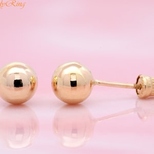 3mm 4mm 5mm Pair Ball Studs 14k Gold Screw Back Earrings, Minimalist Ball Earrings Gold, Girls Womens Studs, Girls Gold Earrings