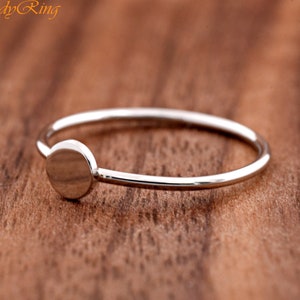 Minimalist High Polish 4mm Disc Solitaire Silver Ring, Trendy Jewelry, Fashion Ring, Geometric Disk Simple Silver Ring