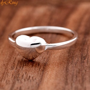 Simple Heart Mom Daughter Ring, Solid 925 Sterling Silver Mother Daughter Heart Ring, Cute Heart Heart Promise Ring, Girls Heart Ring