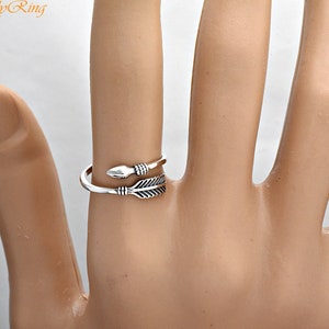 Oxidzied Sterling Silver Arrow Warparound Ring, Adjustable Open Arrow Ring, Sterling Silver Womens Thumb Ring, Midi Ring
