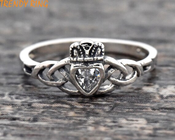 Simple Celtic Knot Claddagh Promise Ring Womens Wedding Band
