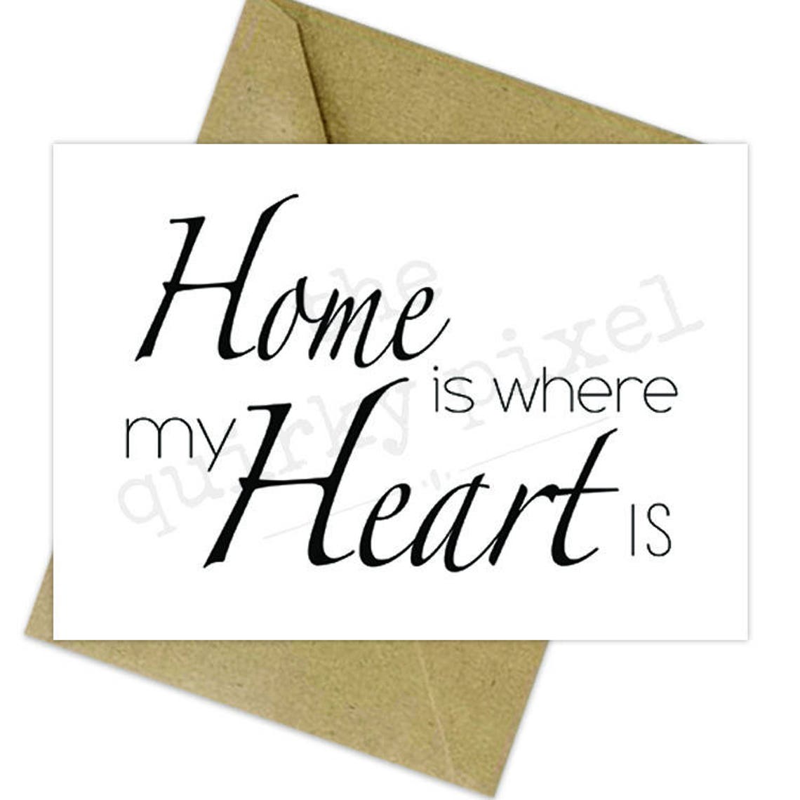 Home is where my heart is printable card Printable love note Etsy France