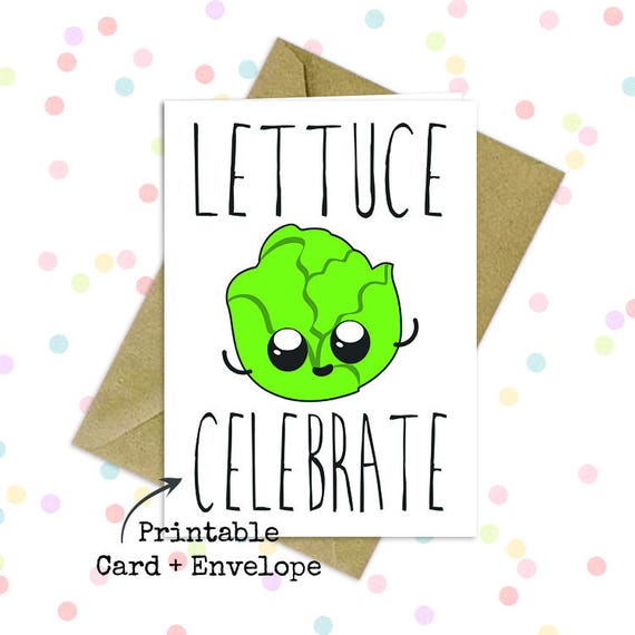Cute Lettuce Card Food Pun Birthday Cute Lettuce Card Food Pun Birthday